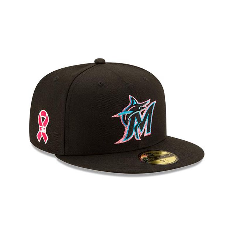 MLB Miami Marlins Mother's Day 59Fifty Fitted (EVJ1590) - Black New Era Caps